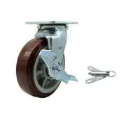 6 Inch Polyurethane Caster with Ball Bearing and Brake/Swivel Lock SCC