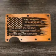 Wood Wallet Minimalist Laser Engraved with 2nd Amend Flag