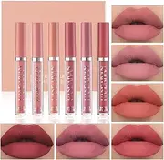 Lipsticks 6 Colors Matte Lipstick Set, Lipsticks for Women Velvety Liquid lipstick Red Lipstick Nude Lipstick Makeup lip stain Long Lasting Waterproof Non-Stick Cup Lip Gloss Sets for Woman (B)