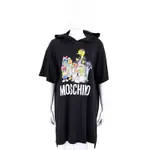 MOSCHINO 芝麻街聯名 展示品 黑色寬鬆版人物印花連帽上衣 洋裝(後帽染色)