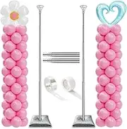 DECOJOY Balloon Column Stand Set of 2, Adjustable 7 Feet Balloon Arch Stands with Bases for Floor, Tall Balloon Tower Pillar Assembly Kit for Halloween, Birthday, Party Decorations