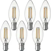 [SD LUX] B15 b15d Candle Bulb SBC Filament LED Candlelabra Light Bulbs Vintage Bulbs,C35 No Flicker Small Edison Bayonet- 4W (40W Equivalent) 450LM Warm White 2700K,6 Packs