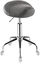 Swivel Chair Rolling Saddle Stool with Wheels Saddle Stool Ergonomic Saddle Chair Adjustable Hydraulic Stool with Wheels Suitable for Indoor and Outdoor Use