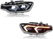 Pair Of Car Headlight Assembly Compatible For BMW F30 2013-2020 LED Flowing Water Flicker Plug And Play Head Lamp DRL Headlights(Left-hand Drive)