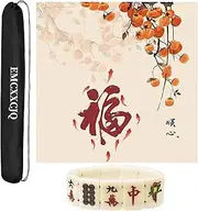 Mahjong Mat with Carrying Bag Mahjong Table Mat Mahjong Game Set with Mahjong Mini Tiles Stretchy Bracelet(Off White,80cm/31.4in)