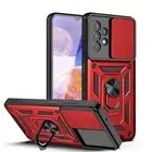 For Samsung Galaxy A23 TPU Case Kickstand Ring Holder & Slide Camera Cover Red