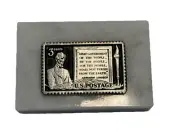 Lincoln Gettysburg Address Stamp Replica Marble Paperweight Vintage Style