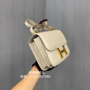 二手出售 Hermes 愛馬仕 constance19 康康 8L冰川白 金扣 霧面 鱷魚 Z刻 現貨