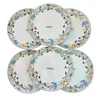 Mikasa Quinn Salad Plates 9" Bone China White Floral Luncheon Set Of 6 NEW