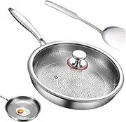 Titanium Hammered Pan Pro with Lid & Spatula, Non Stick Titanium Nutrition Pans, Multifunctional Scratch-Resistant Nonstick Frying Pan Titaniums Cookware, 26cm/28cm/30cm