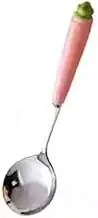 Spoon 304 Stainless Steel Household Eat Cartoon Long Handle Round Head Spoon Table Spoon(Pink)