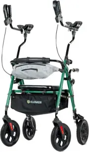 Green ELENKER All Terrain Upright Rollator Walker with Seat, Foldable Stand Up
