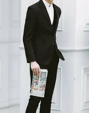 FINDSENSE品牌 英倫男 黑色 三件式小西裝 成套西裝 修身西裝 西裝外套 外套+背心+褲子