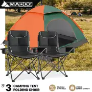[2 CHAIRS w/BUILT IN COOLER BAG+2 PERSONS DOME TENT]Foldable Outdoor Camping Set
