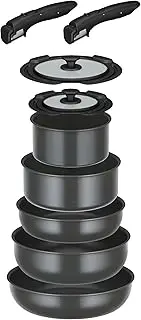 Thermos Durable Series KSD-9A GY Frying Pan Set of 9, DA IH Compatible, Gray