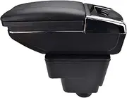 Centre Console Arm Rest Rotatable Compatible For Ecosport 2013-2017 Storage Box Armrest 2014 2015 2016(Black thread)