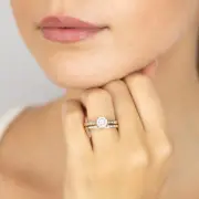 1/6 Carat Diamond 2 Ring Bridal Set in Gold Plated Sterling Silver, P