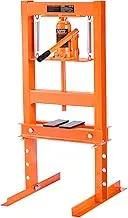 VEVOR Hydraulic, 6 Ton H-Frame Floor, Stamping Plates, Adjustable Working Table Height for Bending or Straightening Metal, Garages, or Homes Shop Press, Orange