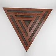 2 Pack — Ceiling Corner Bass Trap "Triangle-F" Triangular Pyramid Acoustic Foam with Perforated Laminated HDF Plate and Fabric | 42x42x42cm | [ SCIFI - Nut | Brown ]