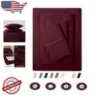 Elegant 500 TC Twin Size Cotton Bed Sheet Set with Damask Stripes - Burgundy
