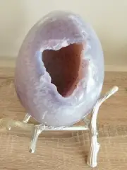 large polished Natural Purple AGATE & CLEAR QUARTZ Crystal