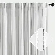 JINCHAN Curtains for Living Room Bedroom Privacy Light Filtering Rod Pocket Rod Pocket Modern Window Curtains Set 2 Panels, Black on White Striped, Each W132cm x D213cm