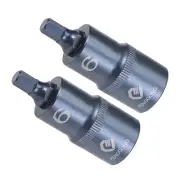 Hex Bit Socket H6 Bit 1/2" Drive 2" L Star S2 Alloy Steel Cr-V Socket Blue 2Pack