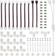 Domary 95pcs 5050 LED-Strip Connector Kit with T-Shaped L-Shaped Strip-Jumpers LED-Strip Accessory Light Wire Connection Terminal-Splice Tool