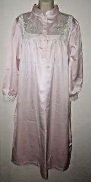 GO SOFTLY~MEDIUM~8423452~Heavenly Pink Floral Embroidery L/S Long Nightgown