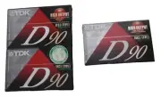 TDK D90 Audio Cassette Tapes High Output ICEI/Type I 3 pack 2 slim + 1 reg case