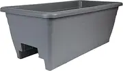 The HC Companies 24 Inch Deck Railing Planter Box - Decorative Lightweight Weatherproof Plastic Plant Pot for Outdoor Balcony, Porch, Garden, Fence, Warm Gray
