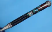 Southwest Ballpoint Pen in Antique Pewter Turquoise Stone - Kraken Color