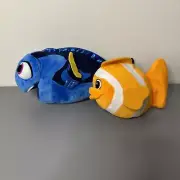 TY Sparkle Disney Finding Nemo Dory Blue Fish Beanie & Nemo Clown Fish No Tag