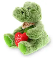 DolliBu I LOVE YOU Cute Plush Sitting Alligator with Heart Message – 8 Inches