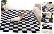 Super Soft Rug for Bedroom, 5x7 Ft Area Rug Classic 5x7ft Black and White
