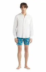 Vilebrequin Men's Solid Linen and Cotton Shirt in Blanc at Nordstrom, Size Small