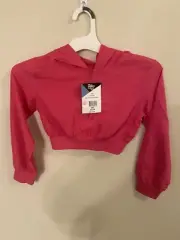 Soffe Girls Cheer Cheerleader Pixie Pink Quarter Zip Cropped Thin Hoodie Small