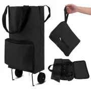 Folding Shopping Trolley, Foldable Shopping Bag with Rubber Wheels, Foldable Sho
