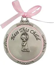 Bless this child crib medal Girl Crib Medal pink ribbon Round 2 3/4 great gift baby shower by McVan Inc.
