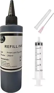 Premium Black Ink Refill Kit for HP 60 61 62 63 Ink Cartridges 250ml Black