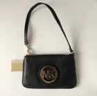 MICHAEL Michael Kors Fulton Black Leather Pebblestone Wristlet