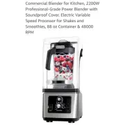 Commercial Blender 2200W Professional - Grade Power with Soundproof Cover nib
