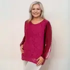 ROCKTHOSECURVES WOMENS BLOUSE LUXURY LACE WITH CHIFFON SLEEVE PARTY EVENING TOP