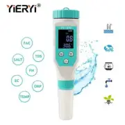 pH EC Conductivity TDS Salinity ORP FAC Temp 7 in 1 Meter Monitor Tester