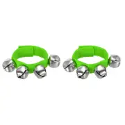 2 Pcs Wrist Bells, Jingle Bells Christmas Hand Bells with 4 Bells, Light Green
