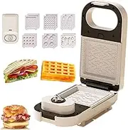 6 In 1 Electric Breakfast Maker,Sandwich Toaster Machine with 6 Interchangeable Plates, Non-stick Easy Clean, Cut-and-seal, Waffle Maker Toastie Machine,for Desserts, Family