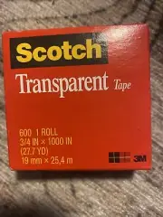 Scotch Transparent Tape, 3/4 in x 1000 in, 1 Box/pack (600) Sealed