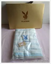 在飛比找Yahoo!奇摩拍賣優惠-《煙薰草堂》PLAYBOY 刺繡條紋浴巾 ~ 藍白 73*1