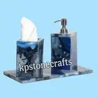 Blue Agate Bathroom Set | Handmade Luxury Bath Accessories | Natural Stone Soap