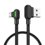 CA-5770 Button Series 90 Degree Corner Dual LED Micro USB to USB Cable, Length: 0.5m(Black)